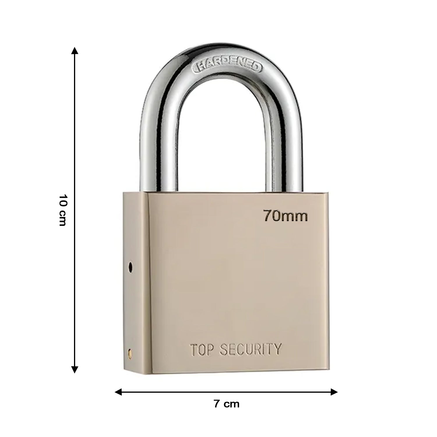 Wukusy 1690 Heavy Steel Square Padlock with 70mm shackle, four keys, for doors, gates, shutters, and home security.