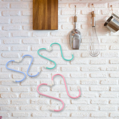 Set of six Wukusy S-shaped metal hooks for hanging clothes, tools, and accessories in kitchen, wardrobe, workshop, bathroom, or garden.