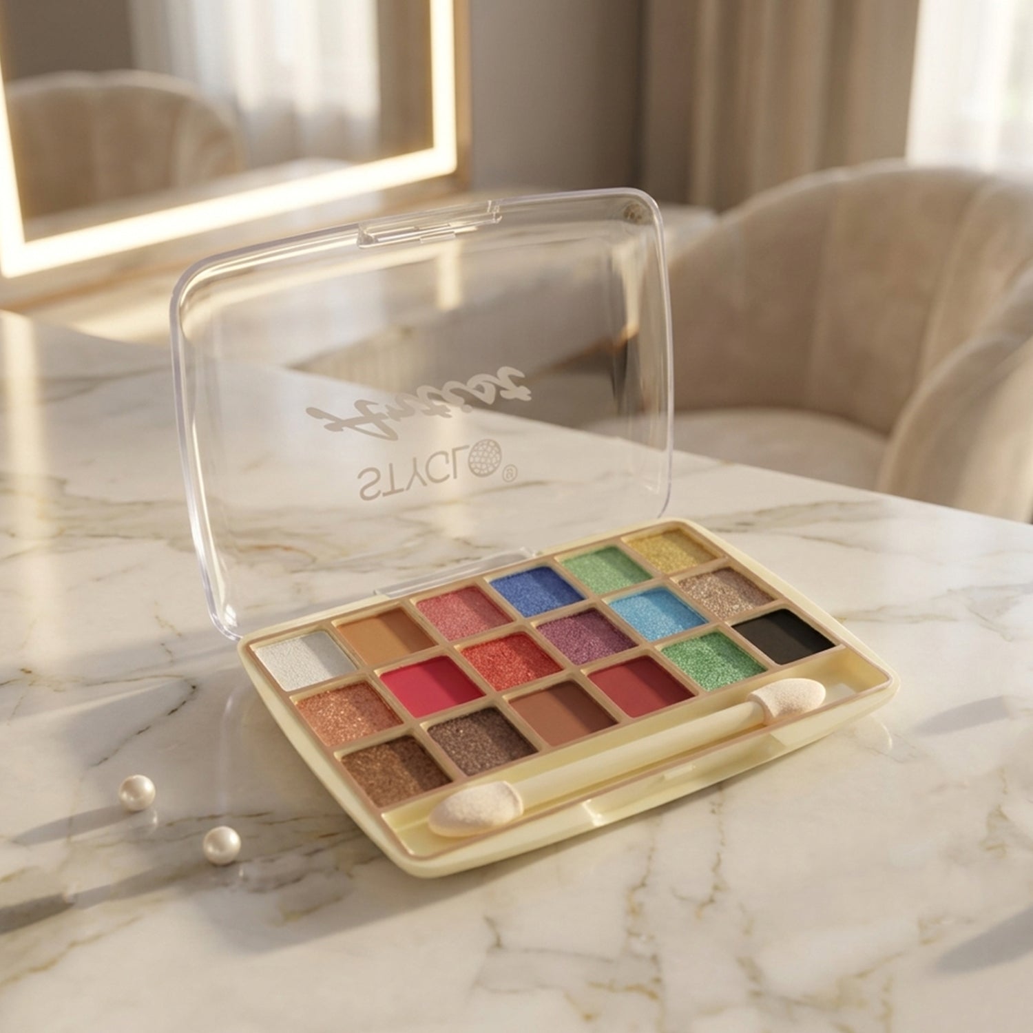 Wukusy 18-color eyeshadow makeup palette with a variety of vibrant and neutral shades for versatile eye looks.