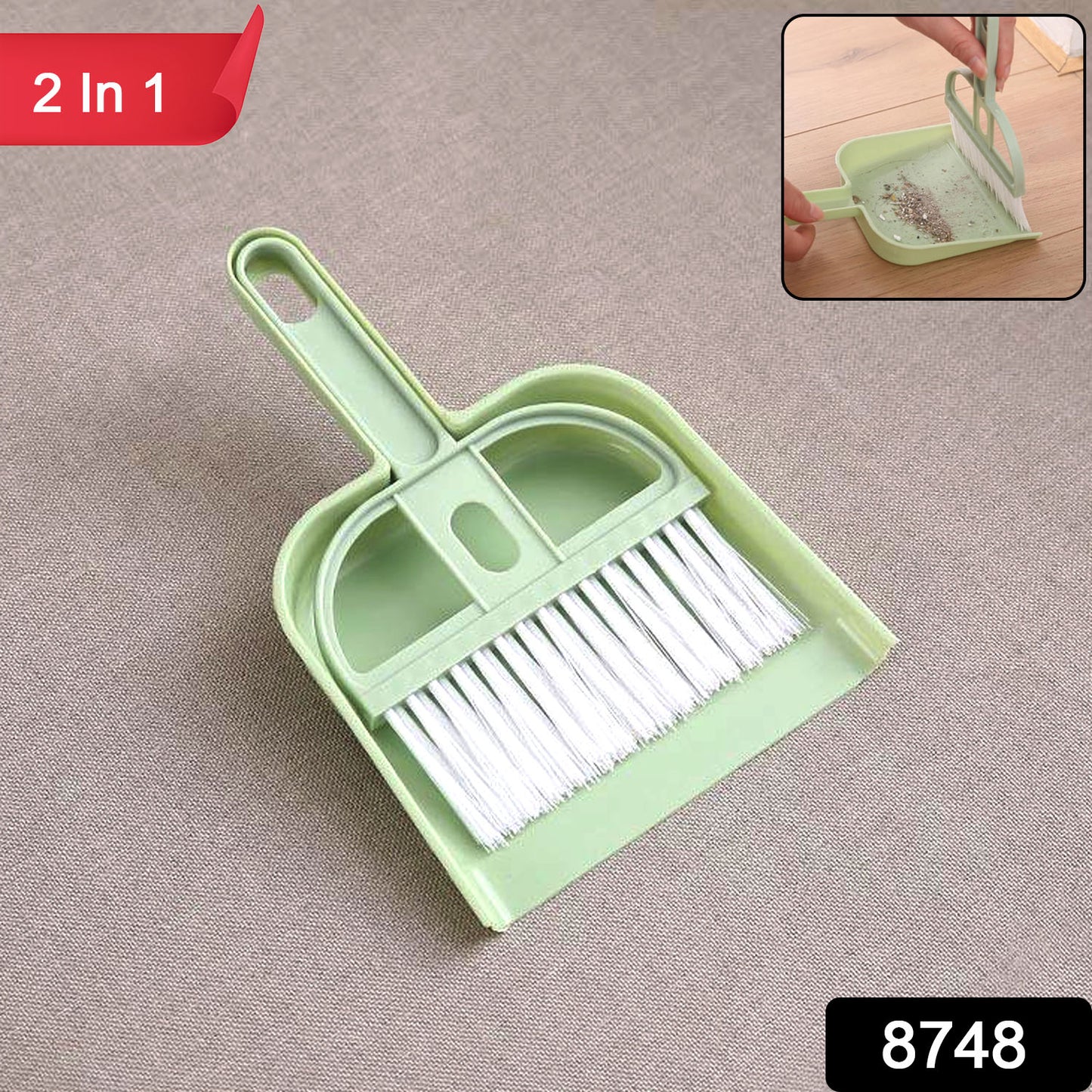Wukusy 2-in-1 handheld cleaning dustpan with compact design, featuring a handle and scoop for easy debris collection.