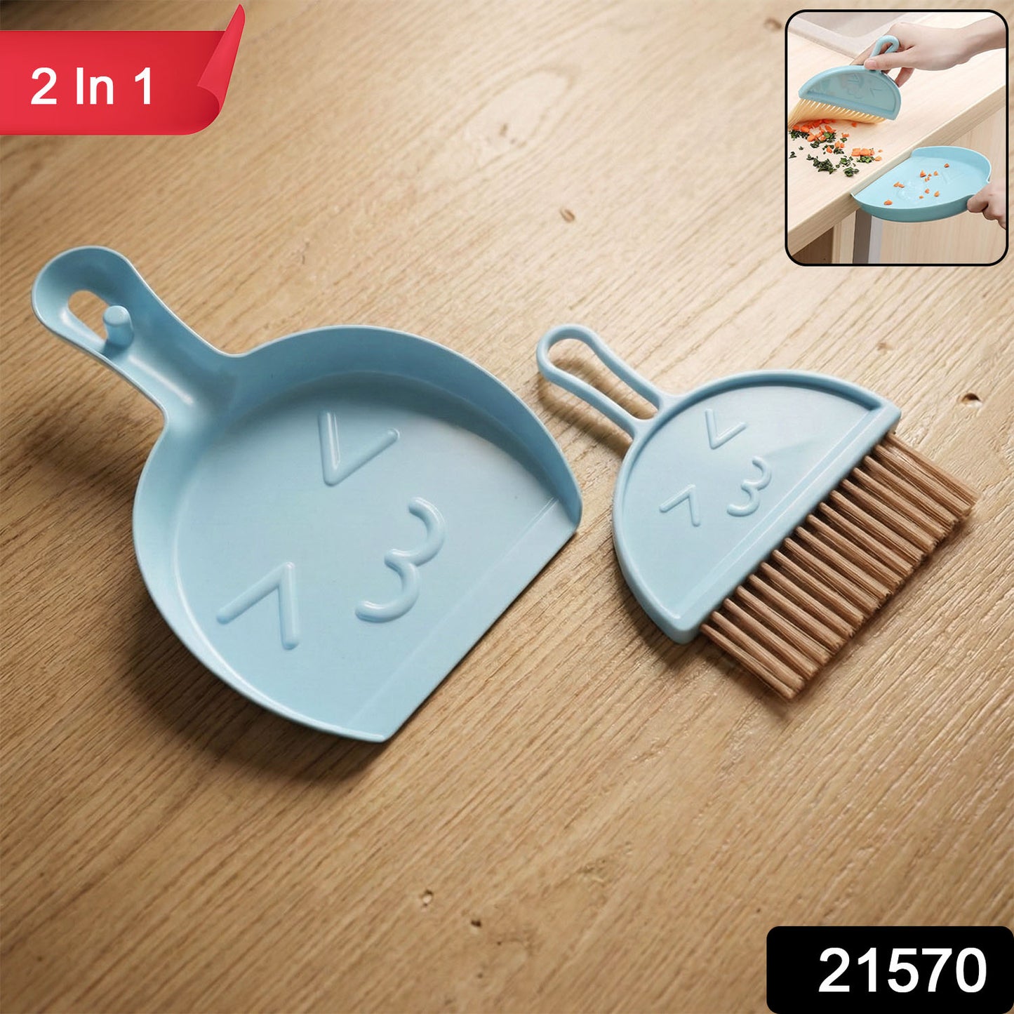 Wukusy 2-in-1 mini cleaning dustpan and hand brush set with compact design for quick small-area cleaning.