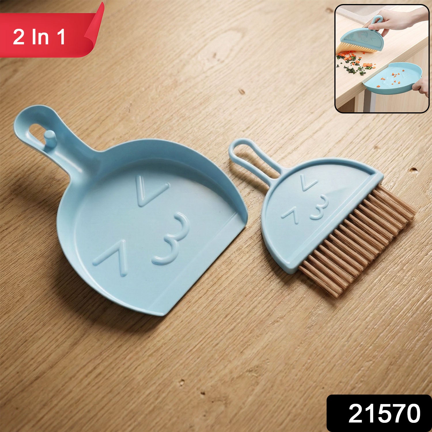 Wukusy 2-in-1 mini cleaning dustpan and hand brush set with compact design for quick small-area cleaning.