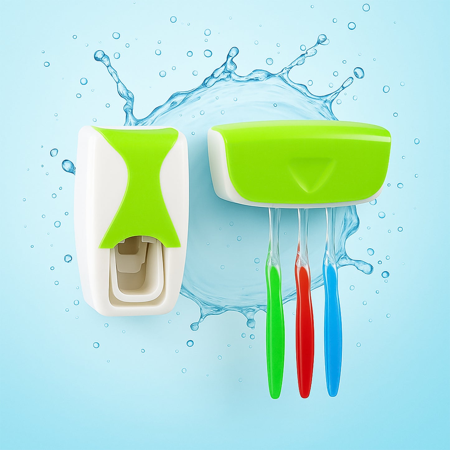 Wukusy 200 Toothpaste Dispenser with toothbrush holder, white plastic bathroom accessory for convenient oral hygiene storage