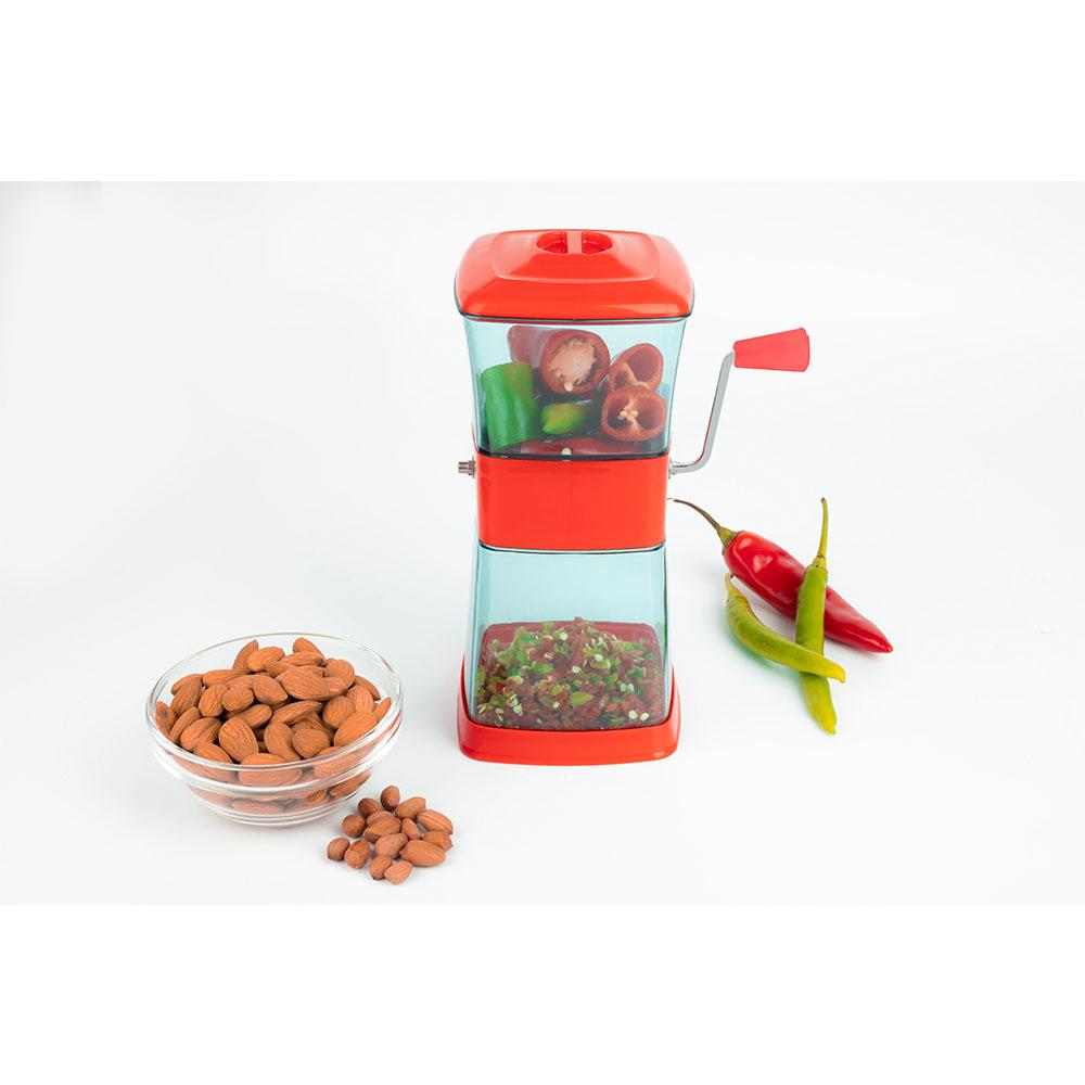 Wukusy 2028 Maitri stainless steel onion and vegetable chopper with durable blades for quick cutting of onions, chillies, and dry fruits.