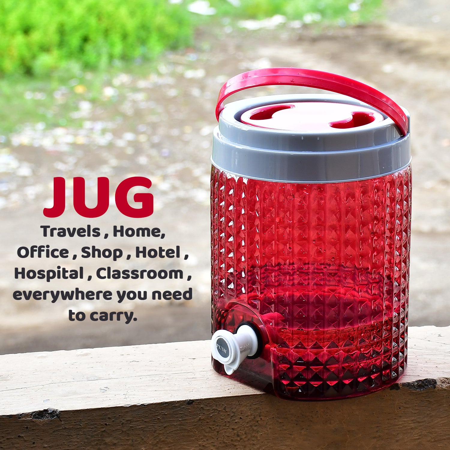 Wukusy 4500ml plastic water jug with diamond cut design, ideal for carrying water and beverages, durable and lightweight.