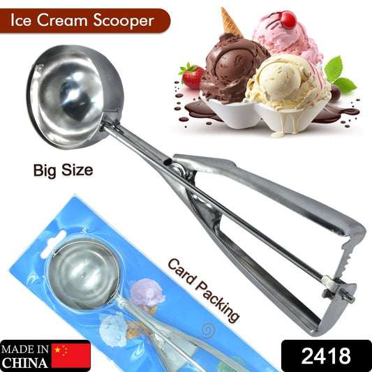 Wukusy 2418 stainless steel ice cream serving scoop with trigger release, premium quality ice cream spoon and scooper.