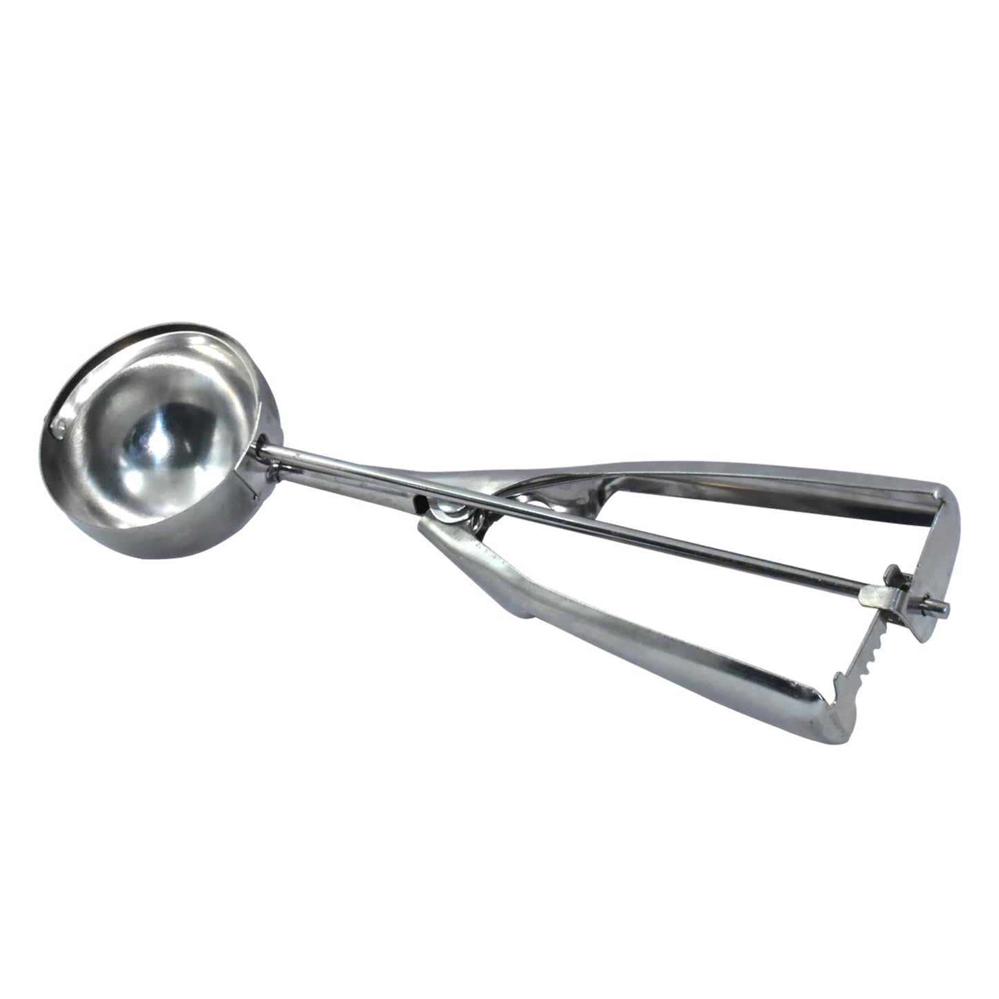 Wukusy 2418 stainless steel ice cream serving scoop with trigger release, showcasing its ergonomic handle and scoop bowl.