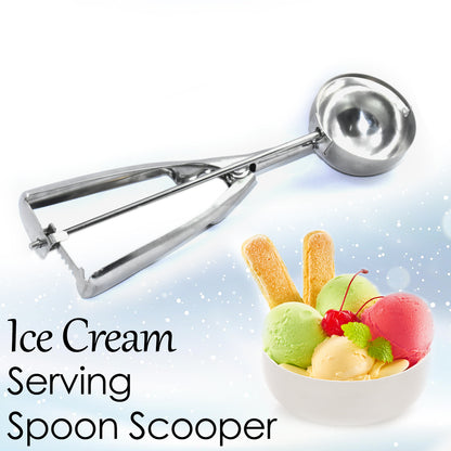 Wukusy 2418 stainless steel ice cream serving scoop with trigger release, ergonomic handle, and premium quality design.