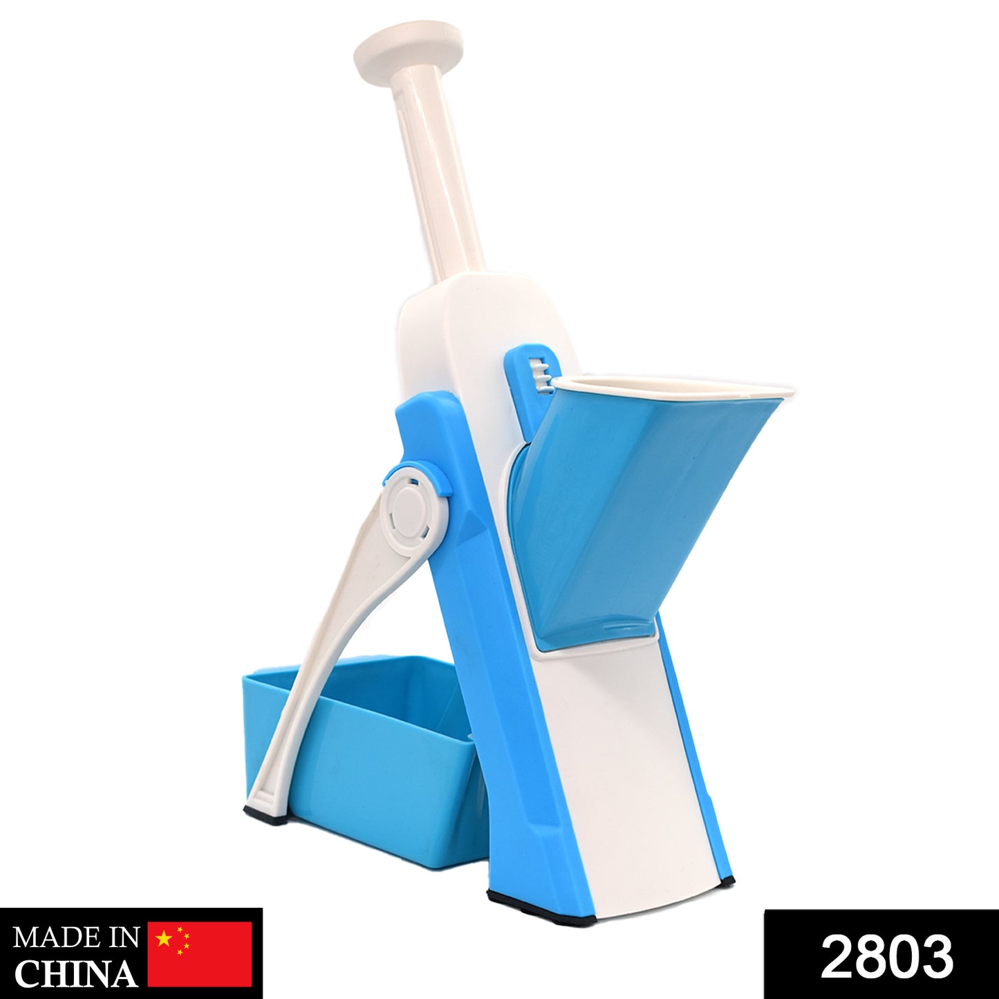 Wukusy 2803 multi-functional adjustable hand press vegetable chopper with stainless steel blades and ergonomic handle.