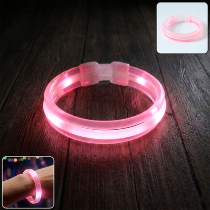 Wukusy 3-in-1 Glow Bracelet showing colorful glowing lights and adjustable strap on a white background.
