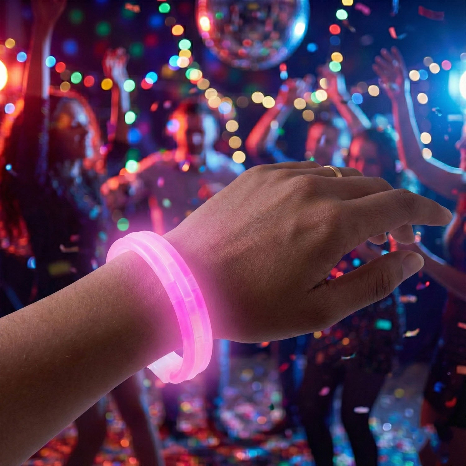 Wukusy 3-in-1 glow bracelet displaying vibrant colors and multiple glow modes on a black background.