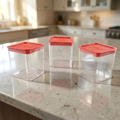 Wukusy 3-piece airtight food storage container set with 350ml capacity, featuring clear plastic lids and durable design.