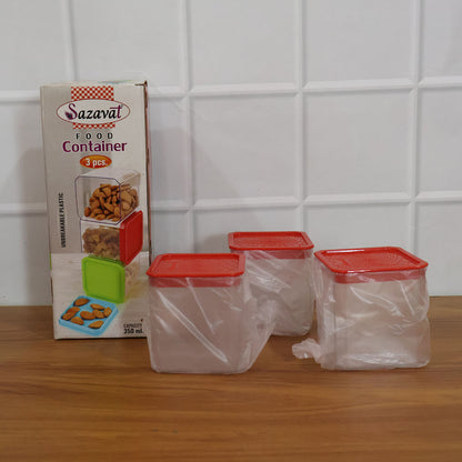 Wukusy 3-piece airtight food storage container set with 350ml containers for keeping food fresh and organized.
