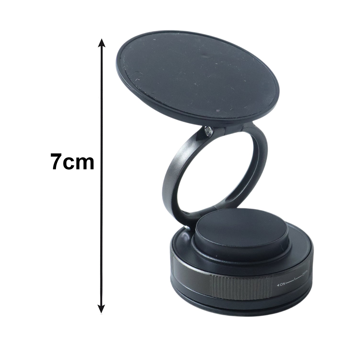 Wukusy 360-degree rotatable magnetic mobile phone holder stand, black, designed for hands-free phone viewing and secure grip.