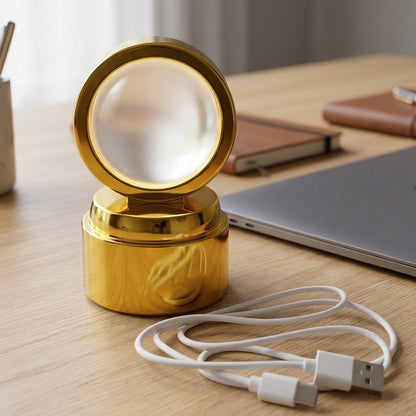 Wukusy 3D religious design crystal ball LED night lamp illuminating with intricate religious patterns and soft glow.