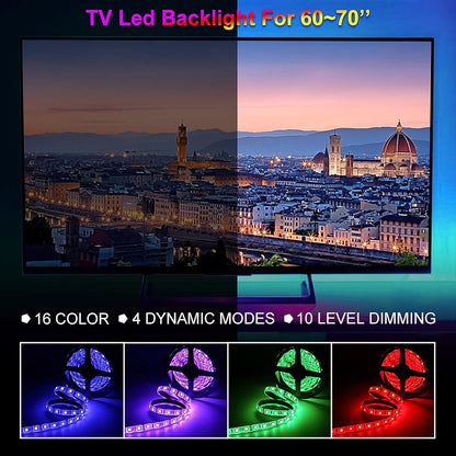 Wukusy 3m RGB LED strip lights set with colorful mood lighting, flexible strip for decorating or ambient illumination.