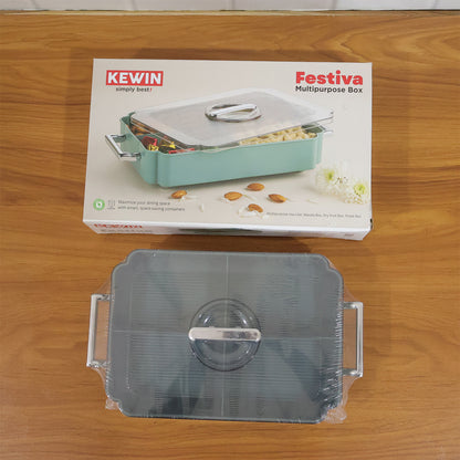 Wukusy 4-compartment plastic food storage container for organizing and storing meals and snacks efficiently.