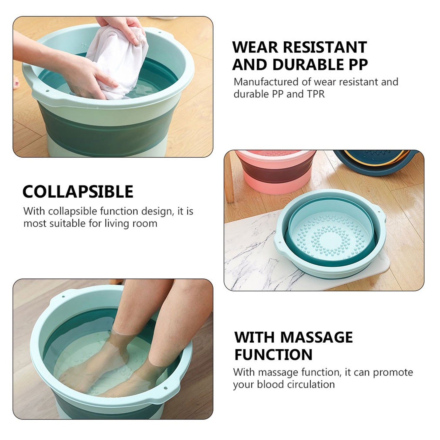 Wukusy 4009 foldable water bucket with handle, high capacity, space-saving design, suitable for laundry and bathroom storage.