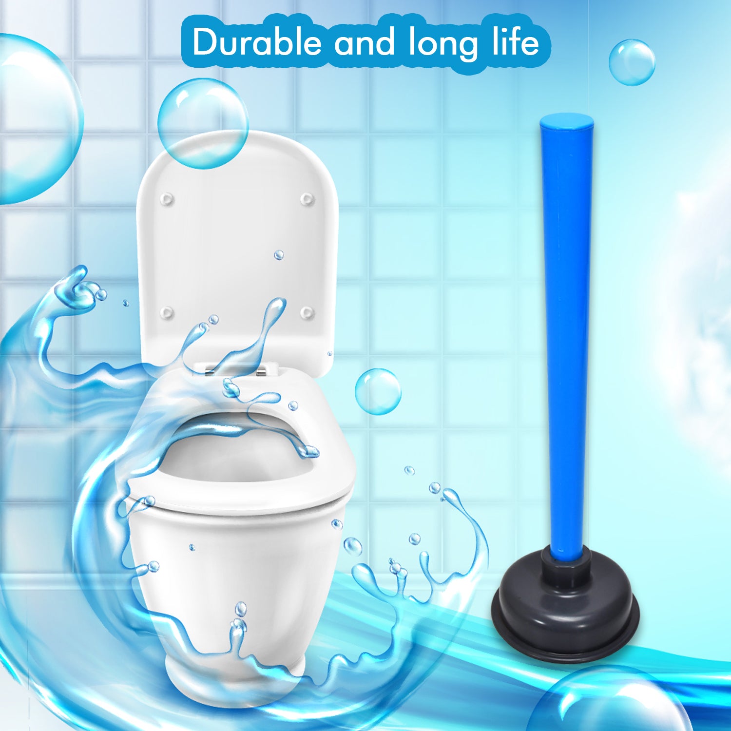 Wukusy 4025 multifunctional toilet plunger and blockage remover with suction device for clearing clogs in bathroom toilets.