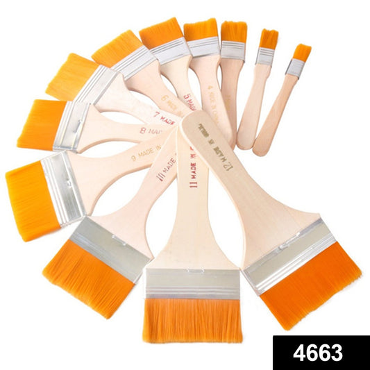 Set of 12 Wukusy Artistic Flat Painting Brushes, versatile brushes for acrylic, oil, and watercolor painting, natural wood handles.
