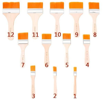 Set of 12 Wukusy Artistic Flat Painting Brushes, ideal for detailed and broad strokes in art and painting projects.