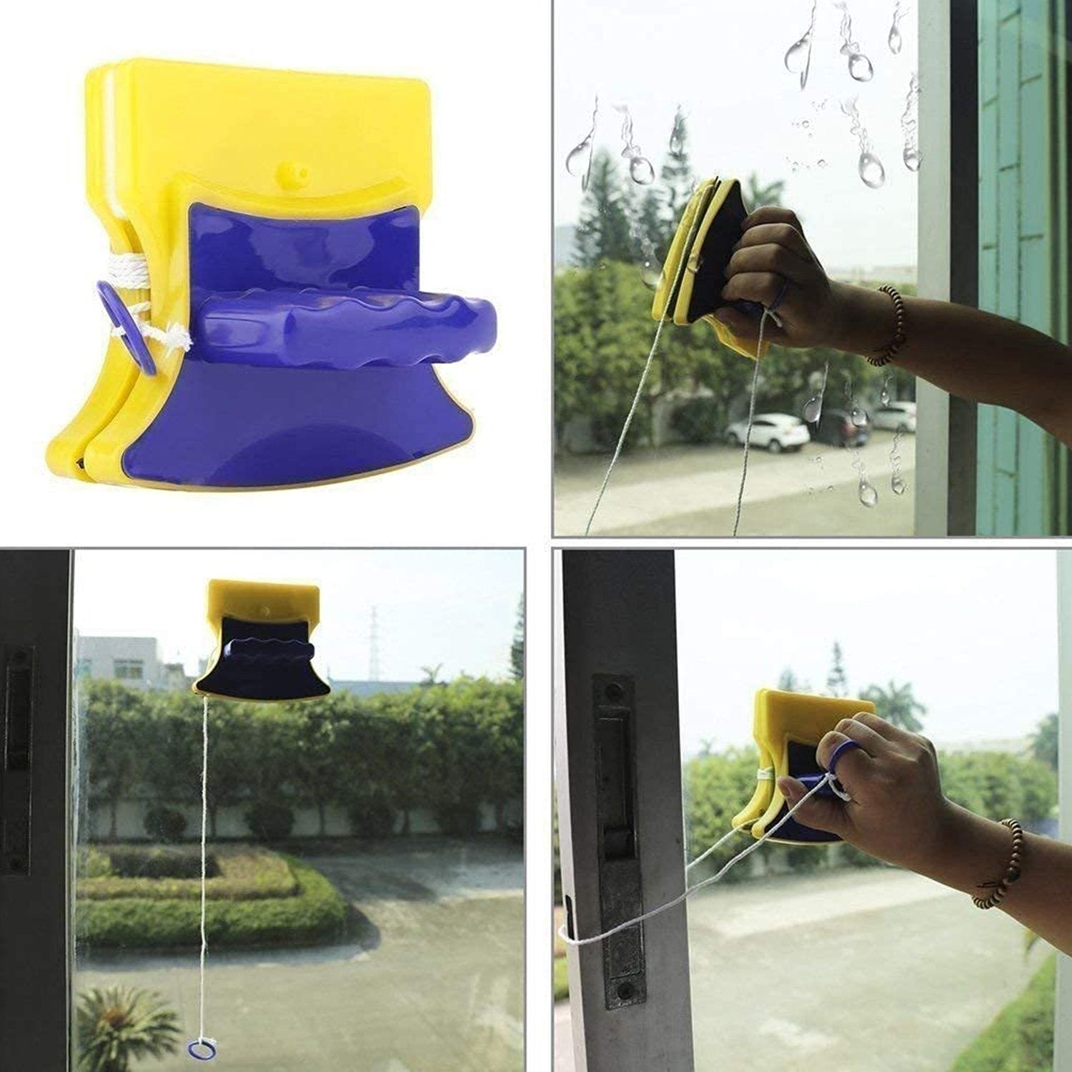 Wukusy 4756 double-sided window cleaner for double-glazed glass, featuring dual cleaning surfaces for streak-free shine.
