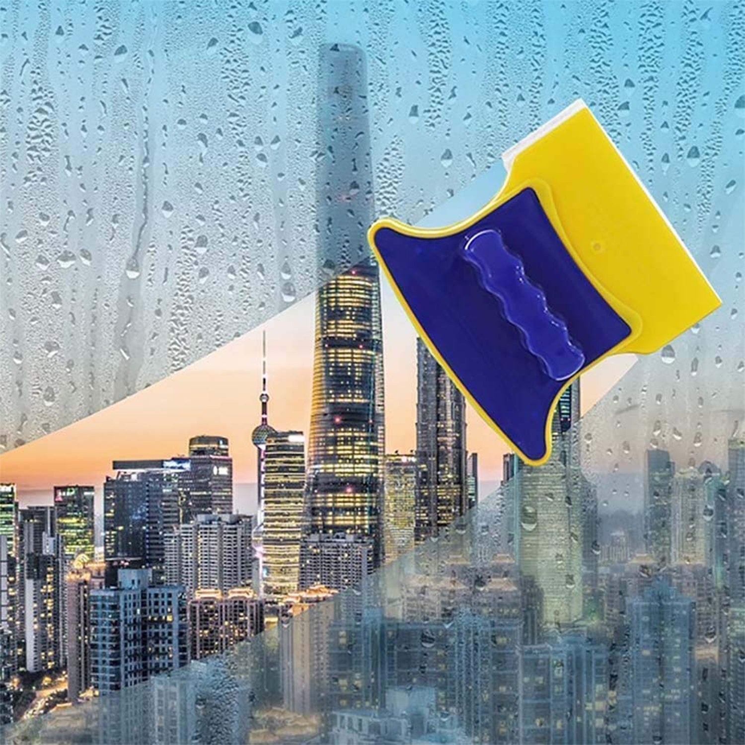 Wukusy 4756 Window Cleaner for double-sided glazed and two-sided glass surfaces, featuring ergonomic handle and cleaning pads.