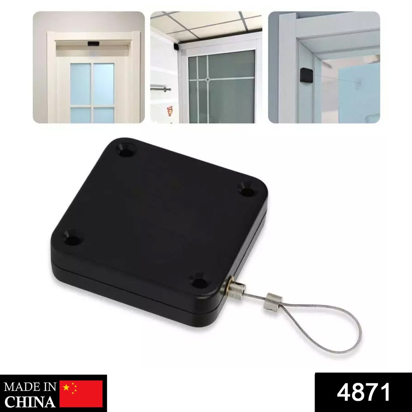 Wukusy punch-free automatic sensor door closer installed on a door, showcasing sleek design and sensor mechanism for automatic closure.