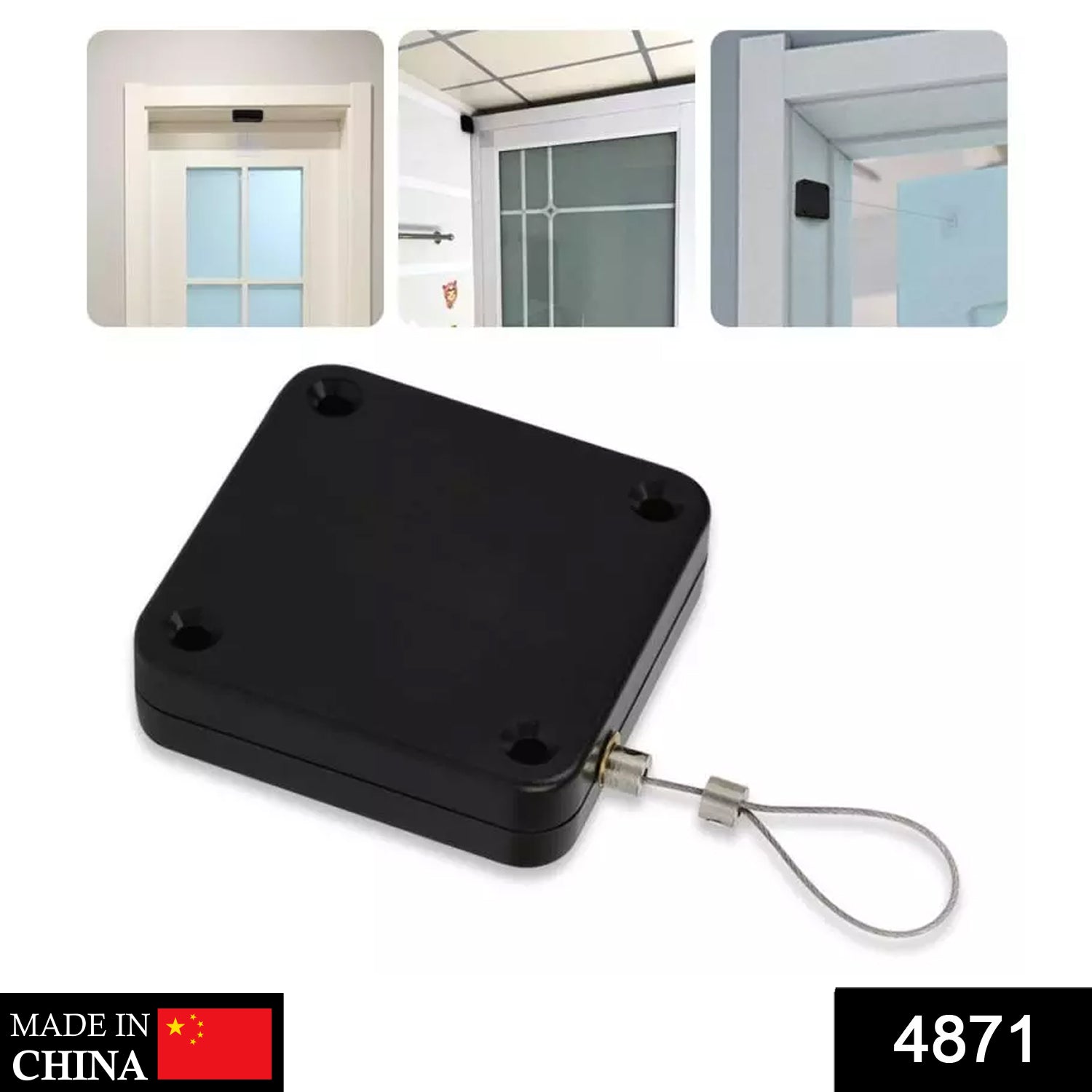 Wukusy punch-free automatic sensor door closer installed on a door, showcasing sleek design and sensor mechanism for automatic closure.