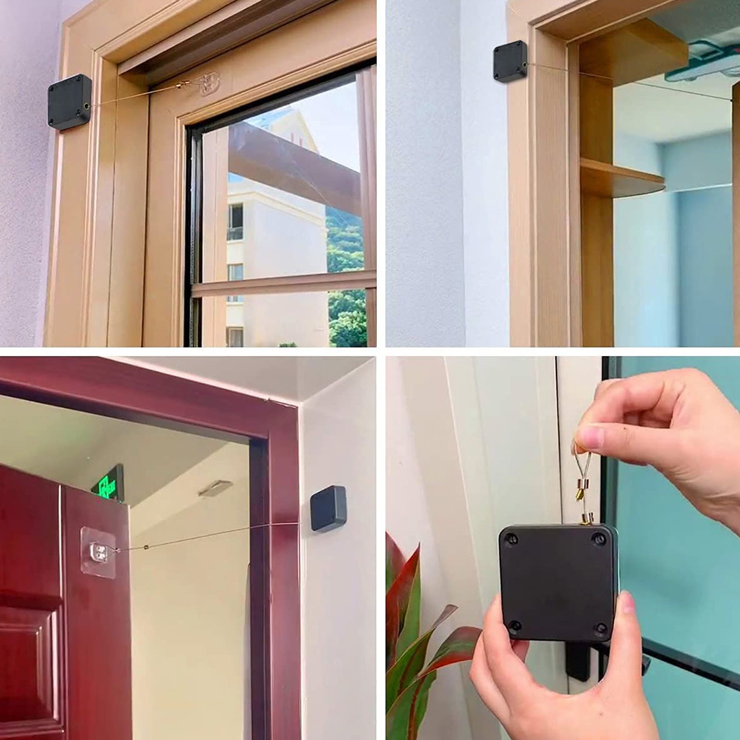 Wukusy punch-free automatic sensor door closer installed on a door, demonstrating hands-free closing mechanism and sleek design.