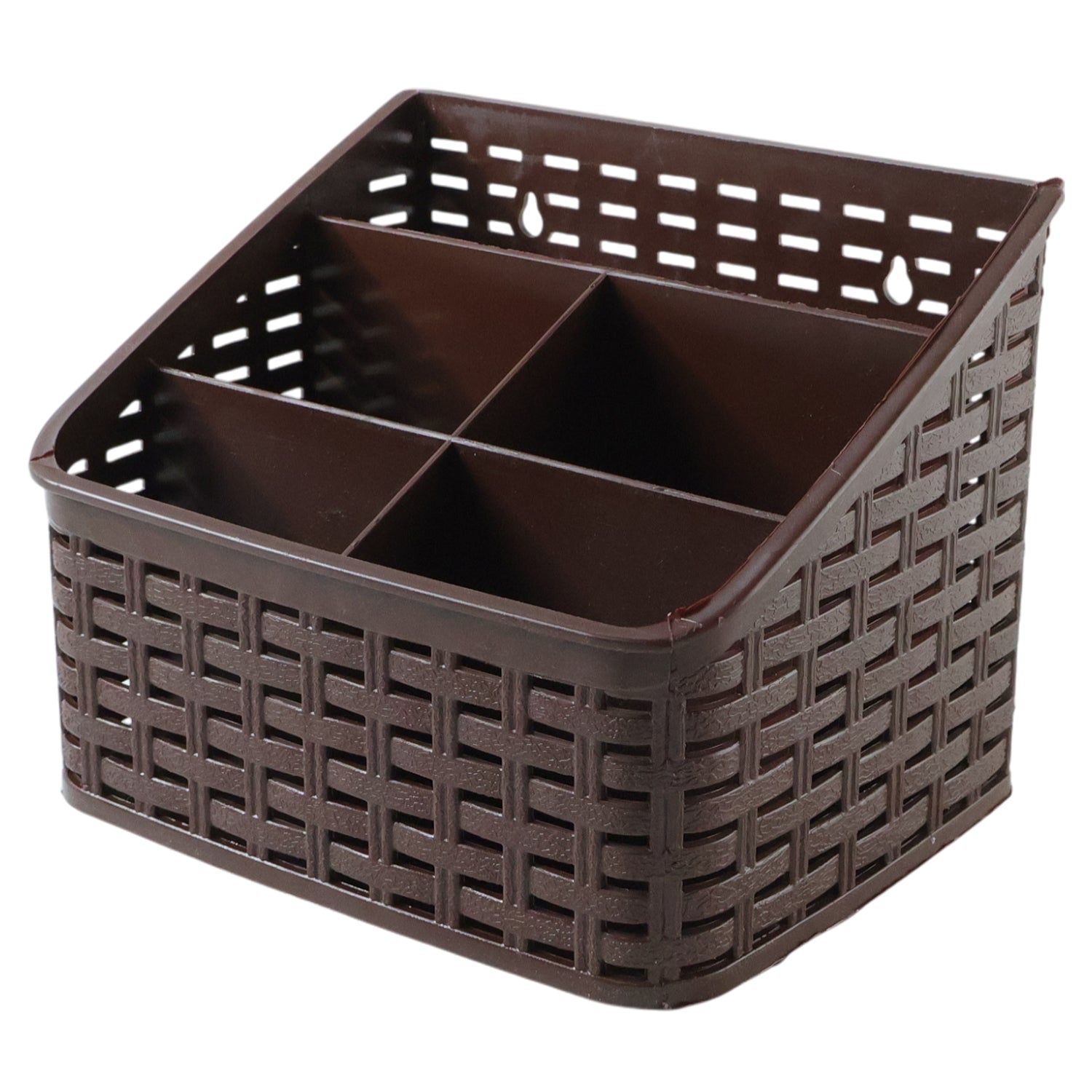 Wukusy 5-compartment multipurpose desk organizer basket for storing office supplies and stationery.