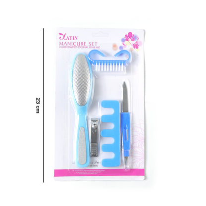 Wukusy 5-in-1 manicure and pedicure nail care kit with various tools for grooming and nail shaping.