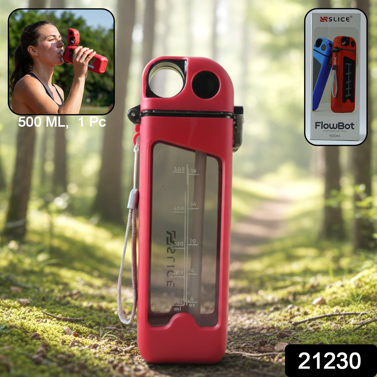 Wukusy 500ml leakproof portable sports water bottle with screw cap, displayed in a close-up shot showing its sleek design and durable material.