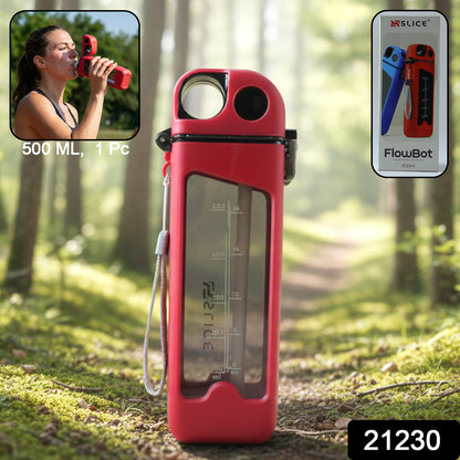 Wukusy 500ml leakproof portable sports water bottle with screw cap, displayed in a close-up shot showing its sleek design and durable material.