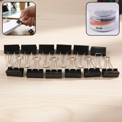Set of 12 Wukusy 51mm large binder clips with silver handles for organizing papers and documents.