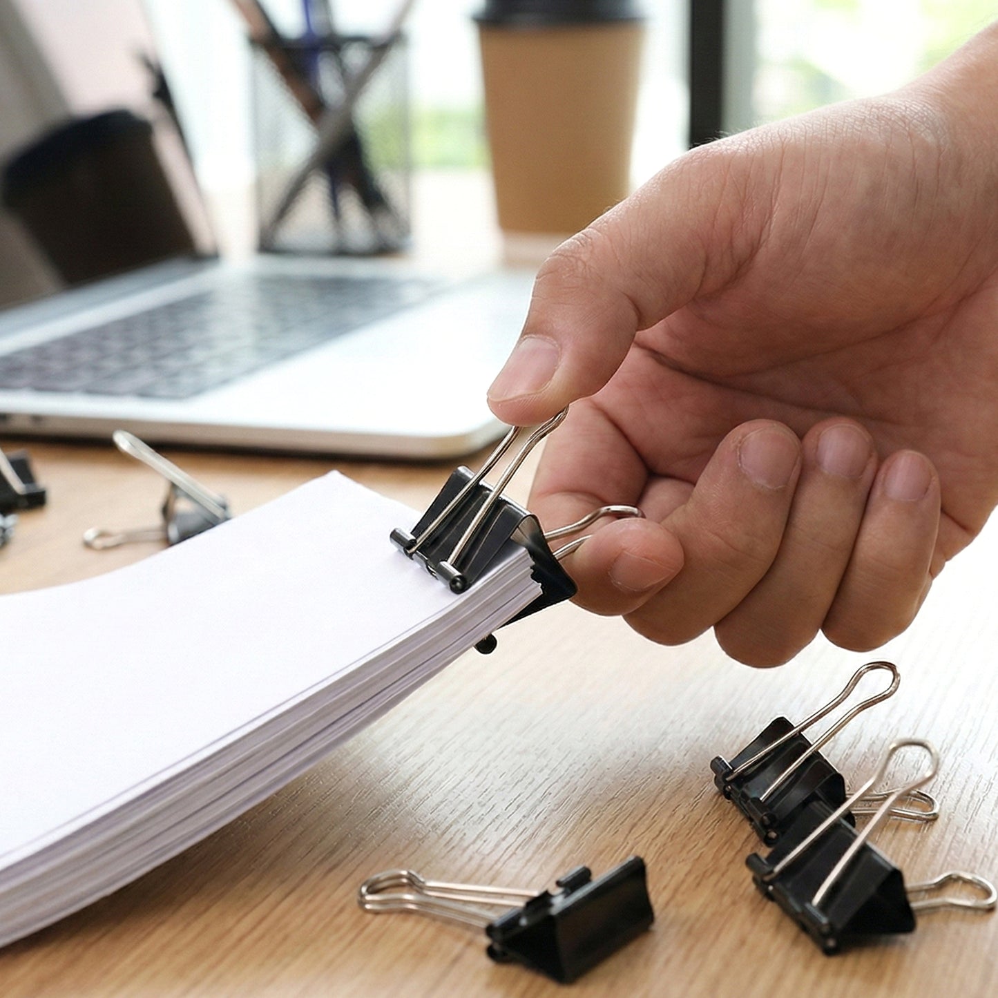 Set of 12 large 51mm Wukusy binder clips for organizing papers and documents, featuring sturdy metal handles for easy use.