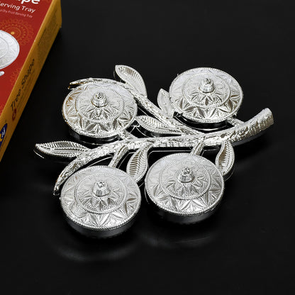 Wukusy tree-shaped 4-compartment mukhwas serving tray for home kitchen use, with distinct sections for spices or snacks.