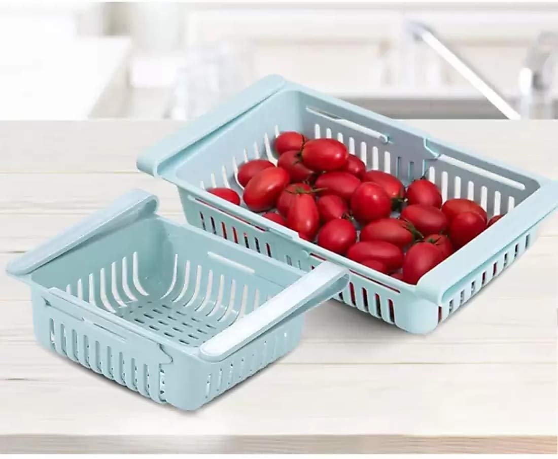 Set of 4 Wukusy Virgin Freeze Storage trays in multiple colors, unbreakable, adjustable, and easy to clean with extra storage compartments.