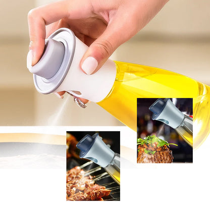 Wukusy 5340 oil dispenser bottle with spray nozzle, 170ml plastic olive oil and vinegar cruet for cooking and seasoning.