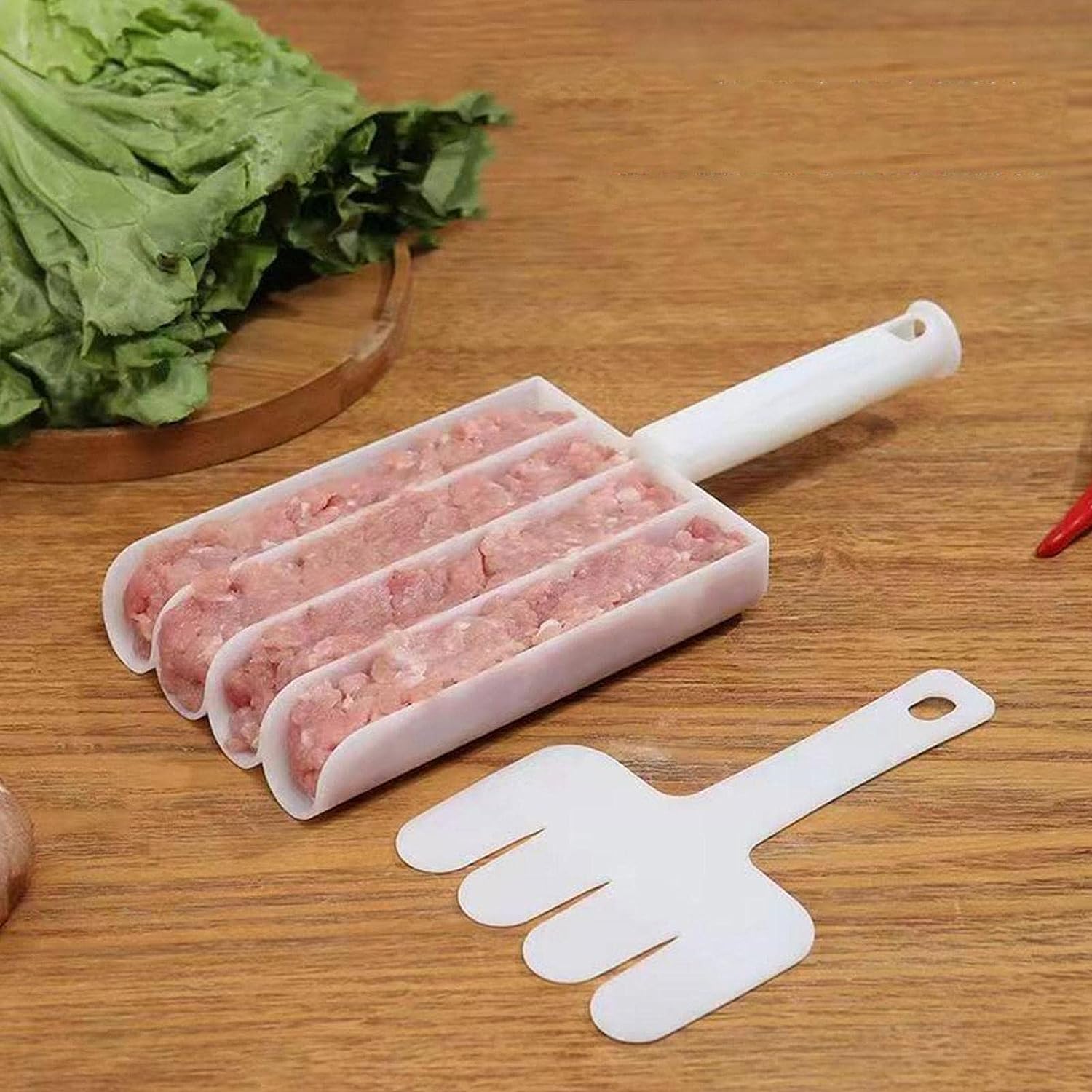 Wukusy small meatball maker and scoop set for making cake balls, ice cream scoops, and hand-cut meatballs in a portable 2-piece set.