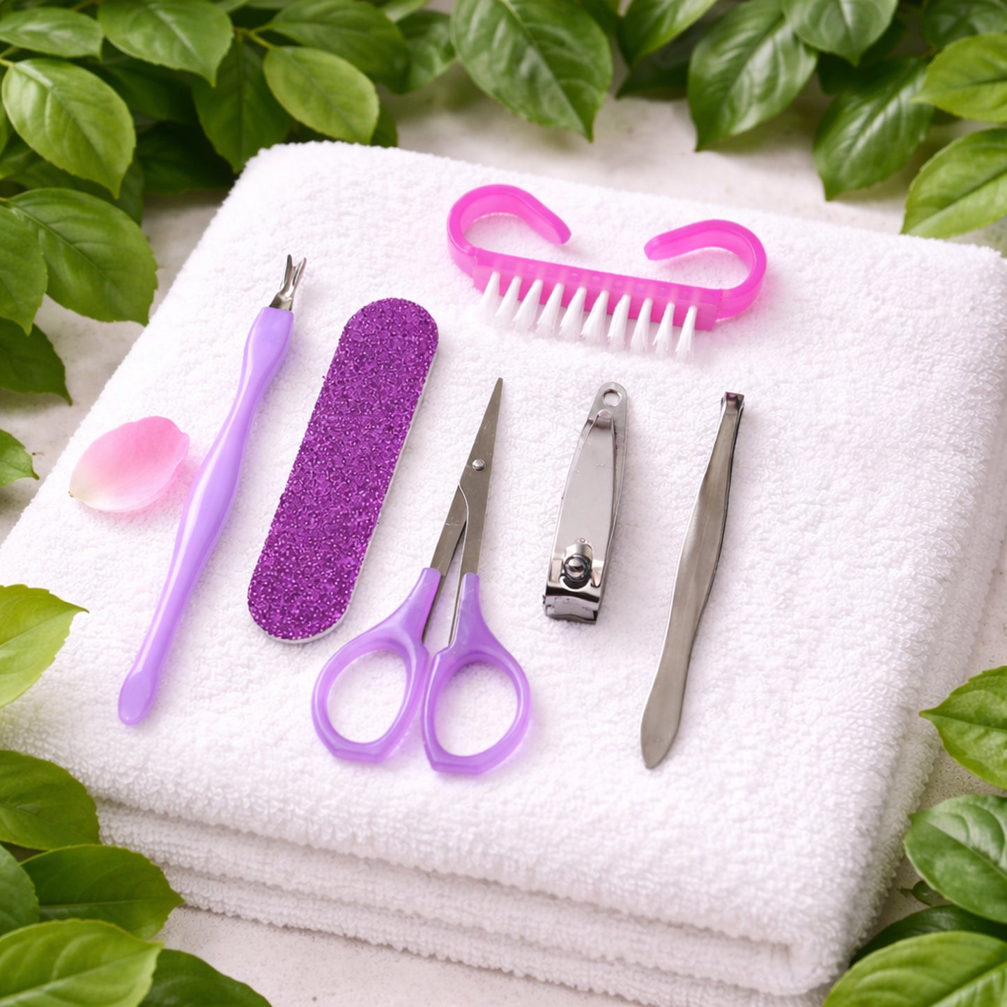 Wukusy 6-in-1 manicure and pedicure nail care kit with various tools for grooming and nail maintenance.
