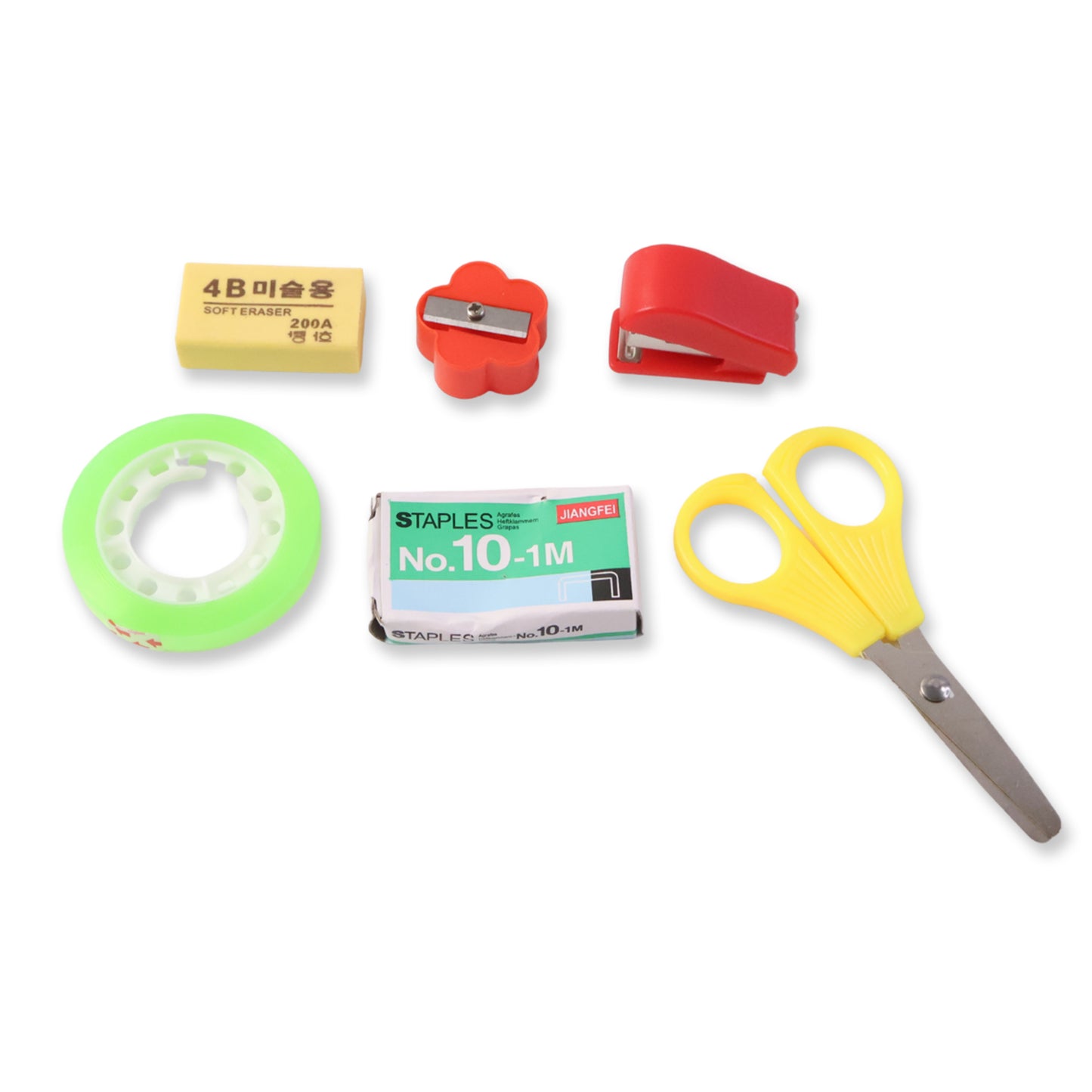 Wukusy 6-in-1 multipurpose mini stationery kit for students with pens, pencils, eraser, and scissors in compact case