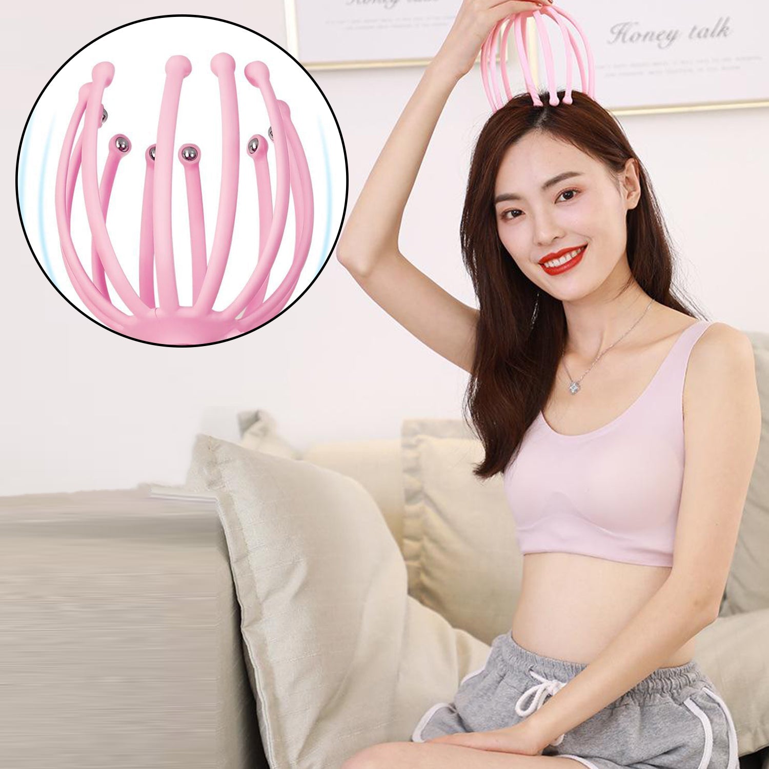 Wukusy 6098 Octopus Stress Relief Therapeutic Scalp Massager with flexible octopus-shaped design for relaxing scalp massage.
