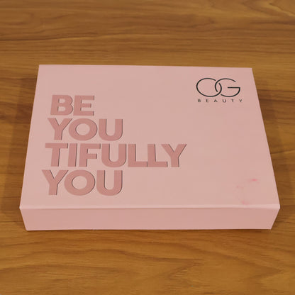 Wukusy 7-in-1 OG Beauty complete makeup combo kit including eyeshadows, blush, brushes, and lip products in a compact set