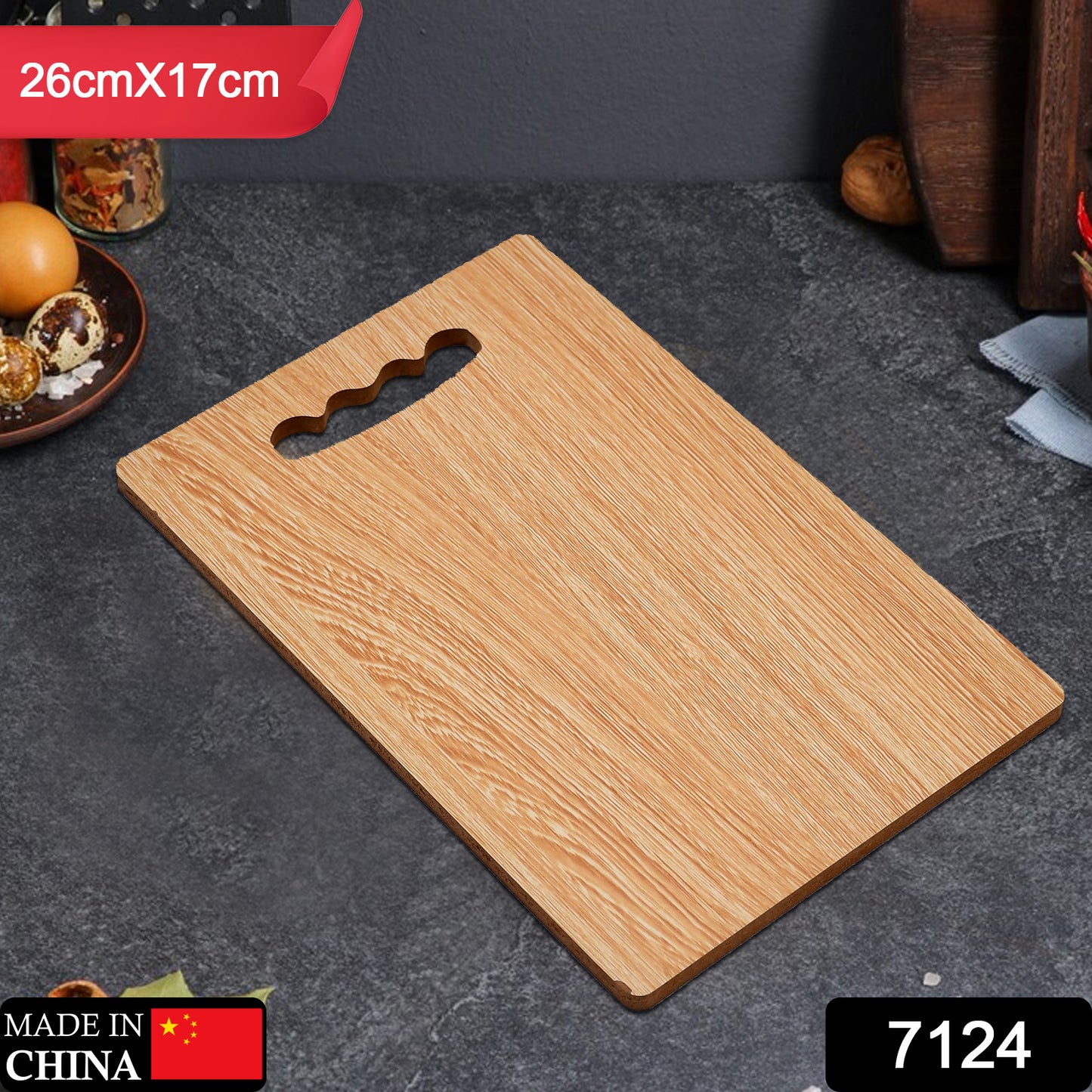 Wukusy wooden chopping board measuring 26x17 inches, ideal for chopping vegetables and fruits in home kitchen use.