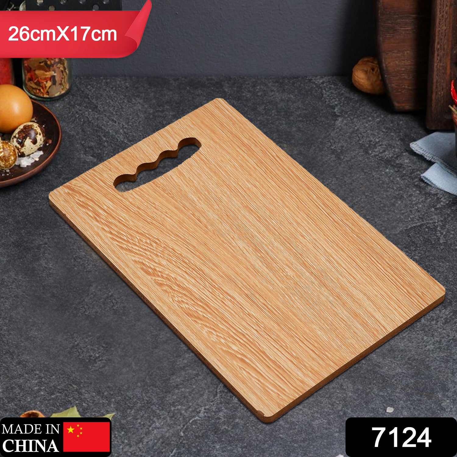 Wukusy wooden chopping board measuring 26x17 inches, ideal for chopping vegetables and fruits in home kitchen use.