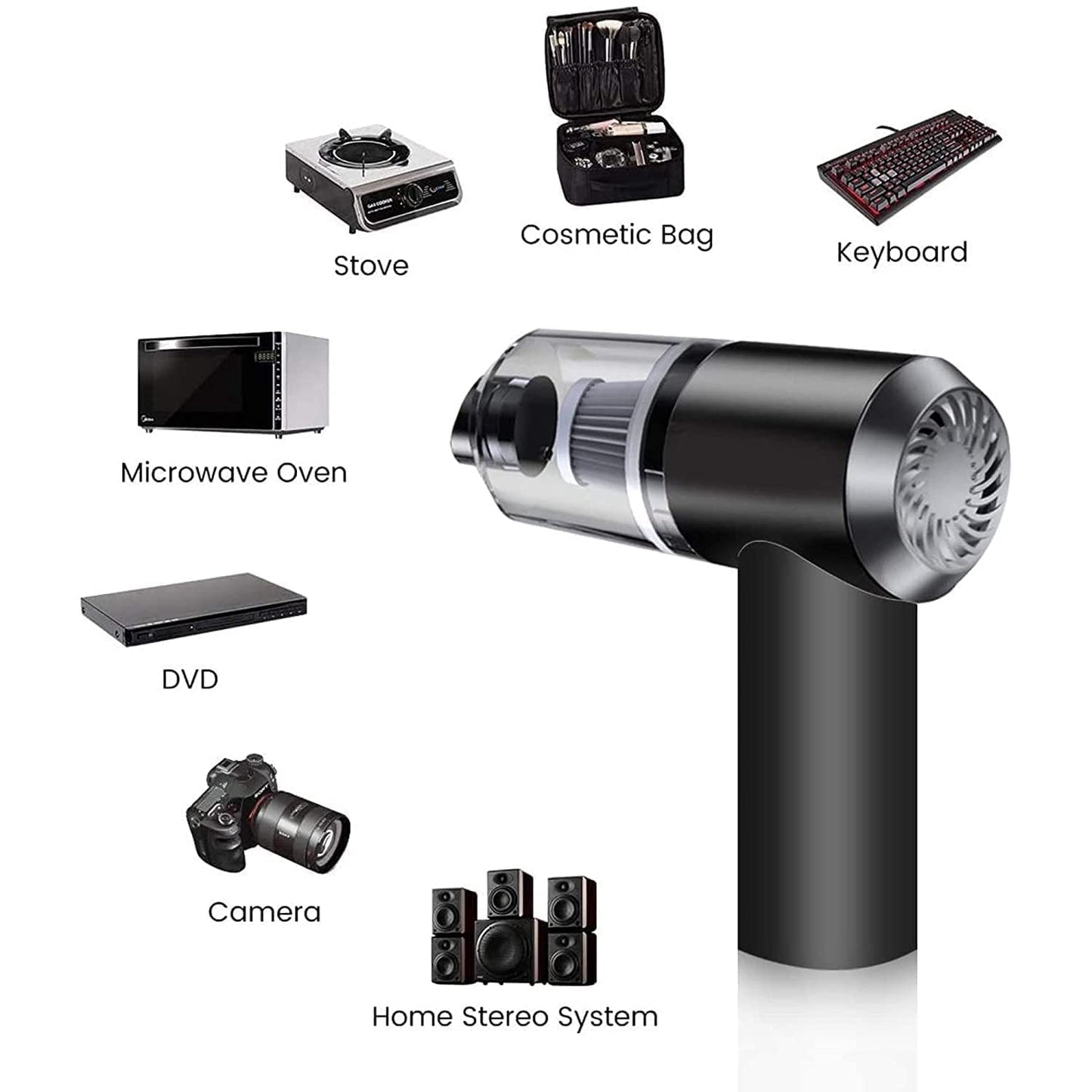Wukusy 2-in-1 handheld wireless vacuum cleaner with dust collection, 120W power, portable design for home and car cleaning.