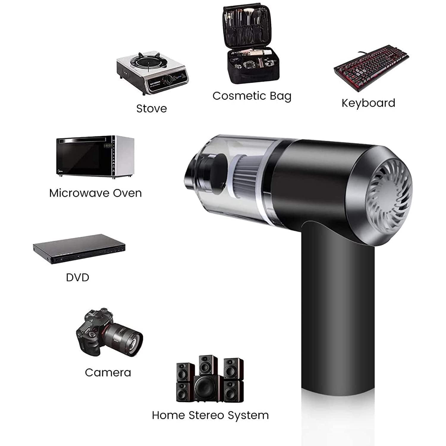 Wukusy 2-in-1 handheld wireless vacuum cleaner with dust collection, 120W power, portable design for home and car cleaning.