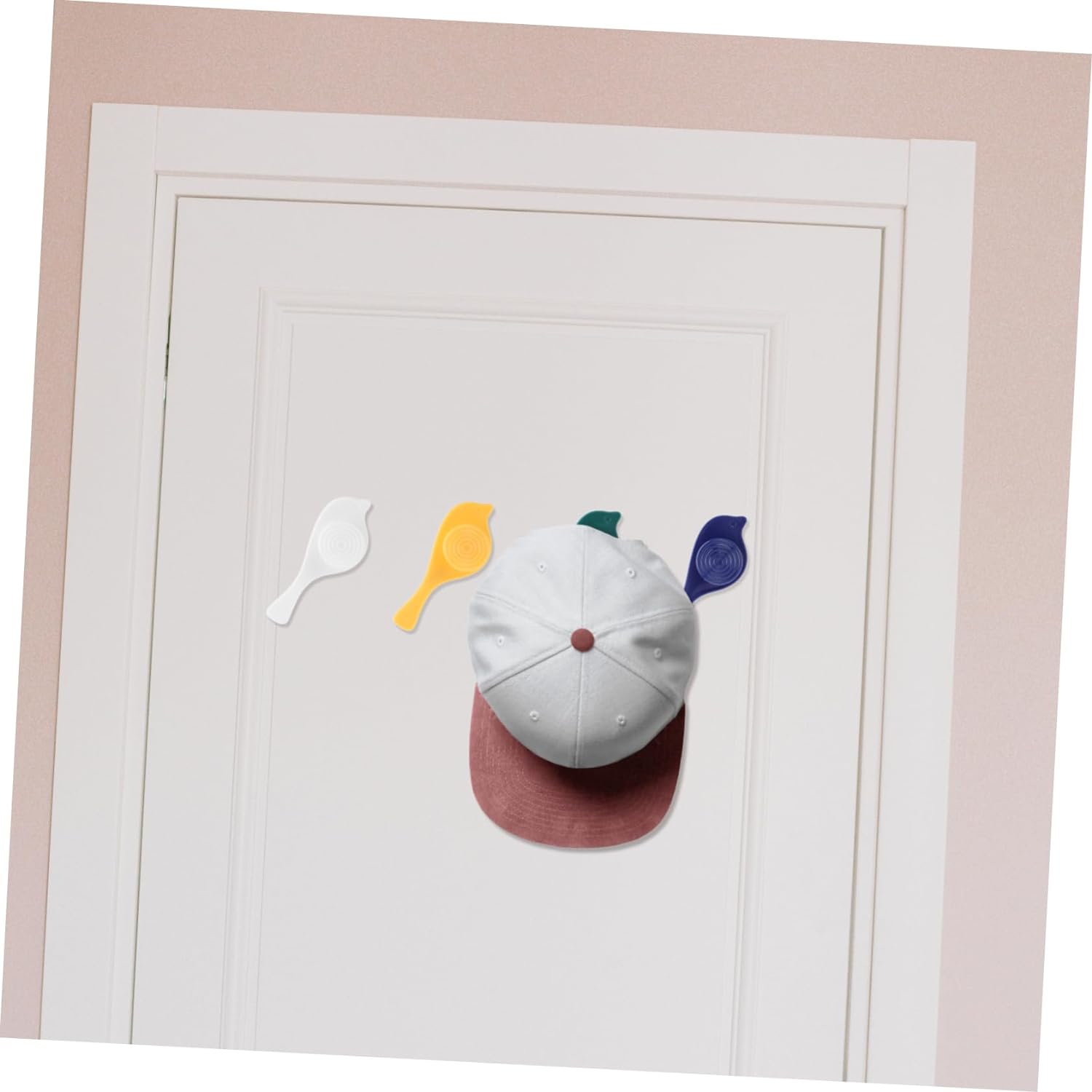 Set of four Wukusy bird-shaped self-adhesive wall hooks for towels, hats, coats, and accessories in a decorative wall-mounted design.