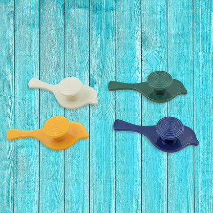 Set of four Wukusy bird-shaped self-adhesive wall hooks for towels, hats, coats, and more, mounted on a wall.